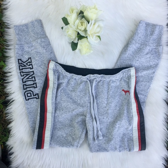 PINK Victoria's Secret Pants - VS PINK Gray/Black/Red Sweatpants Small